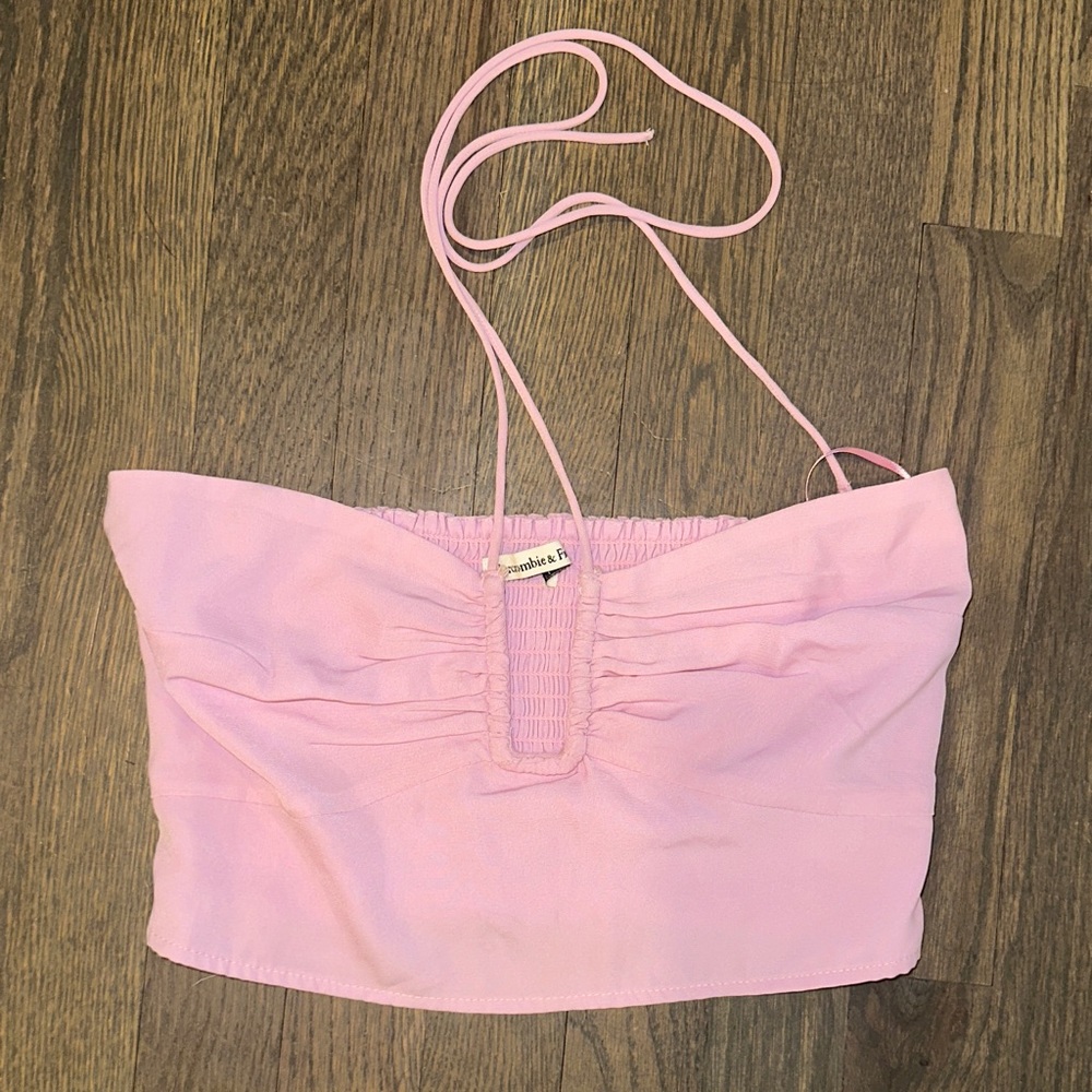 Abercrombie & Fitch Light Pink Halter Crop Top